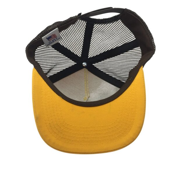 VTG Whiteknuckler Brand Trucker Hat Snapback Baseball Cap Mesh Yellow Brown USA - Picture 6 of 7